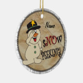 Snow Peeking Snowman Keramisch Ornament (Rechts)