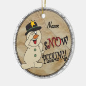 Snow Peeking Snowman Keramisch Ornament (Links)