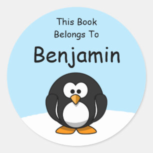 Snow Penguin Cartoon Dit boek behoort tot Ronde Sticker