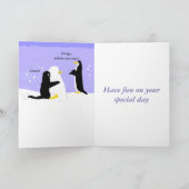 Snow Penguin maakt verjaardagskaart Kaart (Binnen)