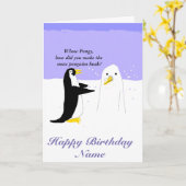 Snow Penguin maakt verjaardagskaart Kaart (Gele Bloem)