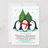 Snow Penguins-kerstfeest-uitnodiging Kaart (Voorkant)