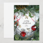Snow Pine Cones Holly Merry Christmas niet op de f Feestdagenkaart (Voorkant / Achterkant)