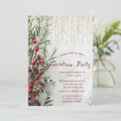 Snow Pine Tree Branches Lichten Bedrijf Kerstmis Kaart (Staand voorkant)