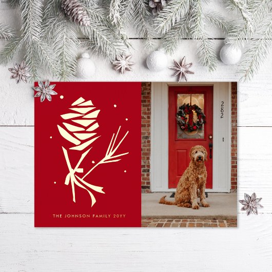 Snow Pinecone Folie Feestdagenkaart