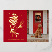 Snow Pinecone Folie Feestdagenkaart (Voorkant)