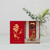 Snow Pinecone Holiday Foto Folie Feestdagen Briefkaart (Staand Voorkant)