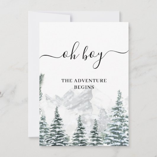 Snow Pines Adventure begint Wilderness Baby shower Kaart (Achterkant)
