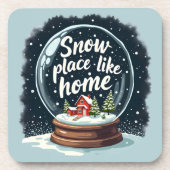 Snow Place Like Home Holiday Quote Bier Onderzetter (Voorkant)