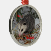 Snow Possum Metalen Ornament (Rechts)