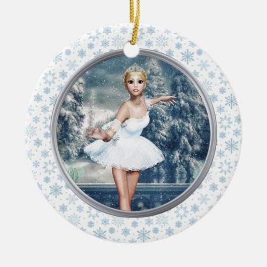Snow Princess Ballerina Double Sided Art Ornament (Voorkant)