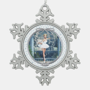 Snow Princess Ballerina Pewter Snowflake Ornament