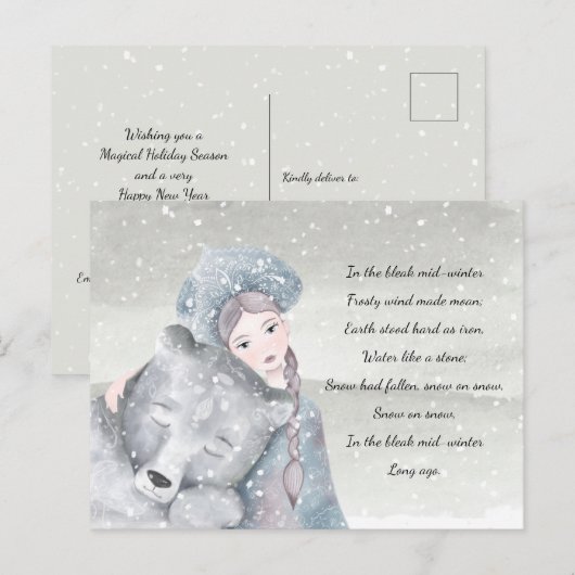 Snow Princess Beer Bleak Midwinter Lyrics Holiday Briefkaart (Voorkant / Achterkant)