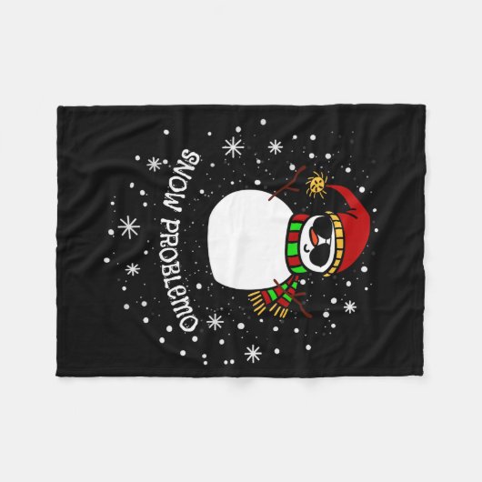 Snow Problemo Funny Christmas Snowman  Fleece Deken (Voorkant (Horizontaal))