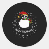 Snow Problemo Funny Christmas Snowman  Ronde Sticker (Voorkant)