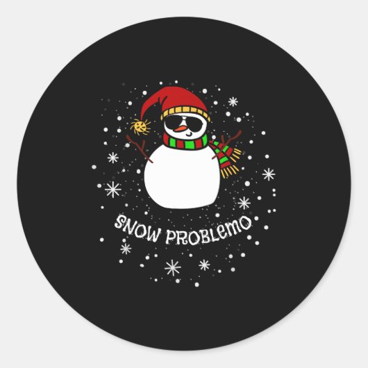 Snow Problemo Funny Christmas Snowman  Ronde Sticker (Voorkant)