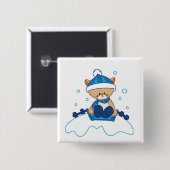 Snow Puppy Winterland Vierkante Button 5,1 Cm (Voorkant /achterkant)