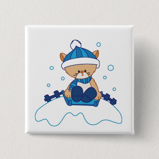 Snow Puppy Winterland Vierkante Button 5,1 Cm (Voorkant)