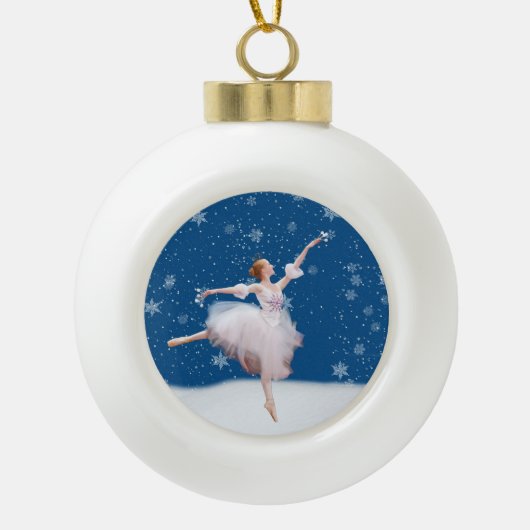 Snow Queen Ballerina  Keramische Bal Ornament (Voorkant)