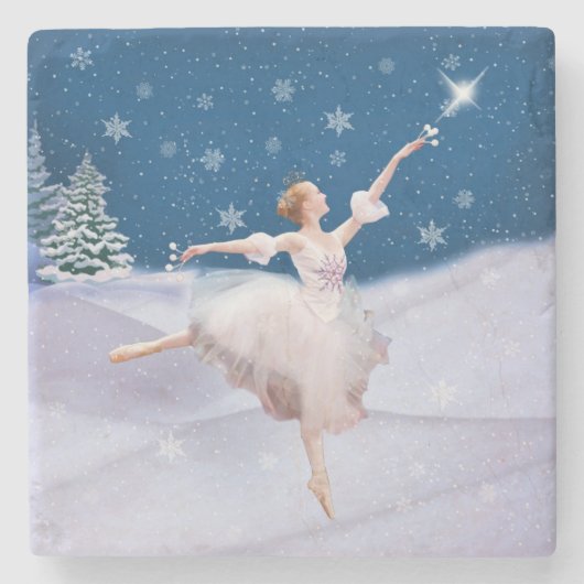 Snow Queen Ballerina  Stenen Onderzetter (Voorkant)