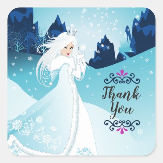 Snow Queen Dank u Gift Favor Sticker (Voorkant)