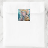 Snow Queen Fantasy Kunst Vierkante Sticker (Tas)