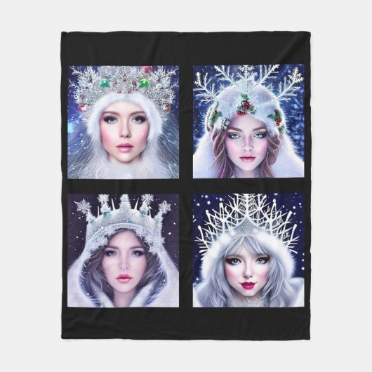 Snow Queens Winter Wonderland Fleece Deken (Voorkant)