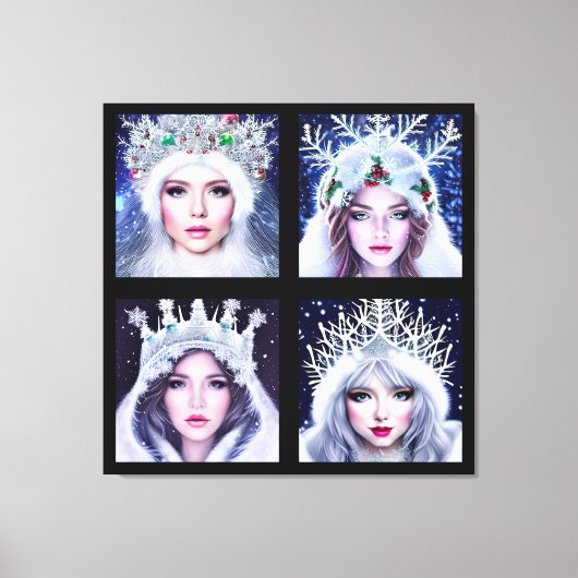Snow Queens Winter Wonderland Wall Art Set Canvas Afdruk (Voorkant)