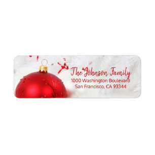 Snow Red Ornament Holiday Return-adres Etiket