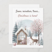 ❄️ Snow, Reindeer, Trees... Christmas is Here. Kaart (Voorkant / Achterkant)