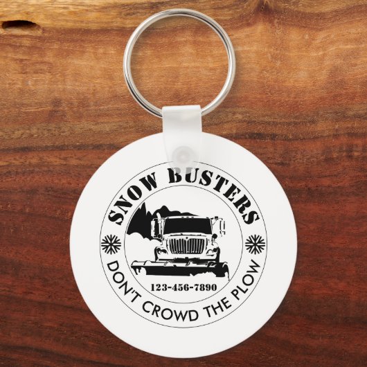 Snow Removal Business Uw Logo op maat toevoegen Sleutelhanger (Achterkant)