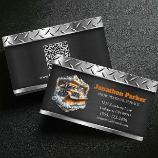  Snow Removal Service QR Code Metallic  Visitekaartje