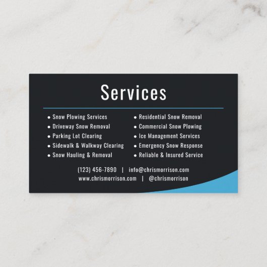 Snow Removal Service  Visitekaartje (Achterkant)