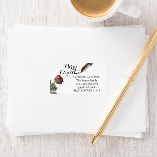 Snow roos Merry Kerstry Etiket (Insitu)