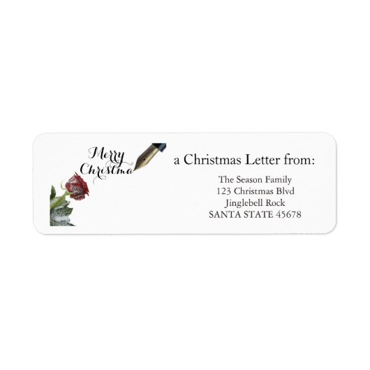 Snow roos Merry Kerstry Etiket (Voorkant)
