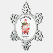 Snow Santa truck merry Christmas Tin Sneeuwvlok Ornament (Rechts)