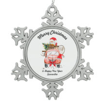 Snow Santa truck merry Christmas