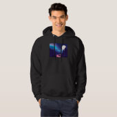 Snow Scene Polar Bear Silhouette w Moon and Aurora Hoodie (Voorkant volledig)