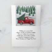 Snow Scene with Red Truck Christmas Feestdagen Kaart (Binnen)