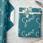 Snow script blue slate and butter elegant winter cadeaupapier