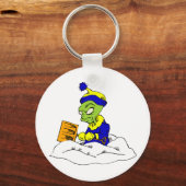 Snow Shoveling Alien Sleutelhanger (Voorkant)