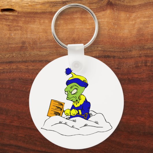 Snow Shoveling Alien Sleutelhanger (Voorkant)