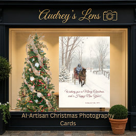  Snow Sketch Horse Drawn Carriage Snow Scene Desig Feestdagenkaart