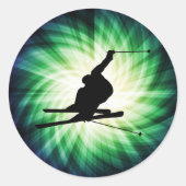 Snow Ski Gift Ronde Sticker (Voorkant)