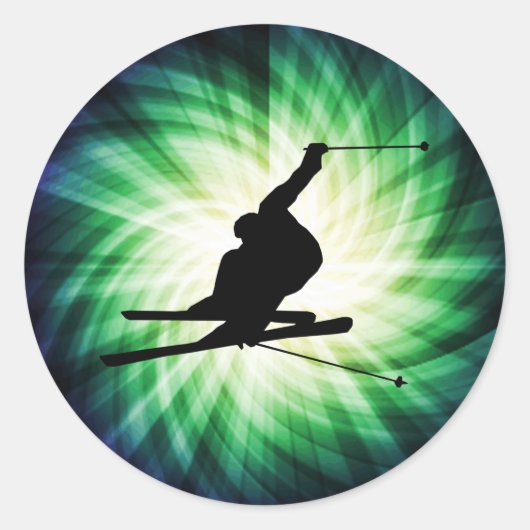 Snow Ski Gift Ronde Sticker (Voorkant)