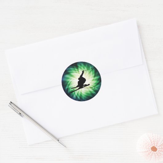 Snow Ski Gift Ronde Sticker (Envelop)