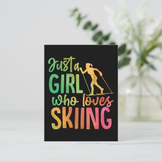 Snow Ski is gewoon een meisje dat van het kiemen h Feestdagenkaart (Staand voorkant)