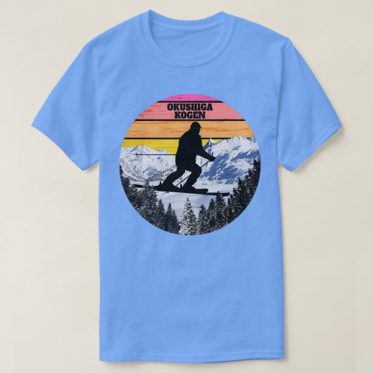 Snow Ski Okushiga Kogen Skiing Fields Honshu Islan T-shirt (Design voorkant)