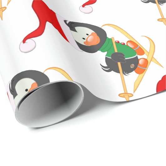 Snow Skiing Penguin Cadeaupapier (Rol Hoek)
