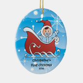Snow Sleigh Baby's eerste kerst Ornament (Rechts)